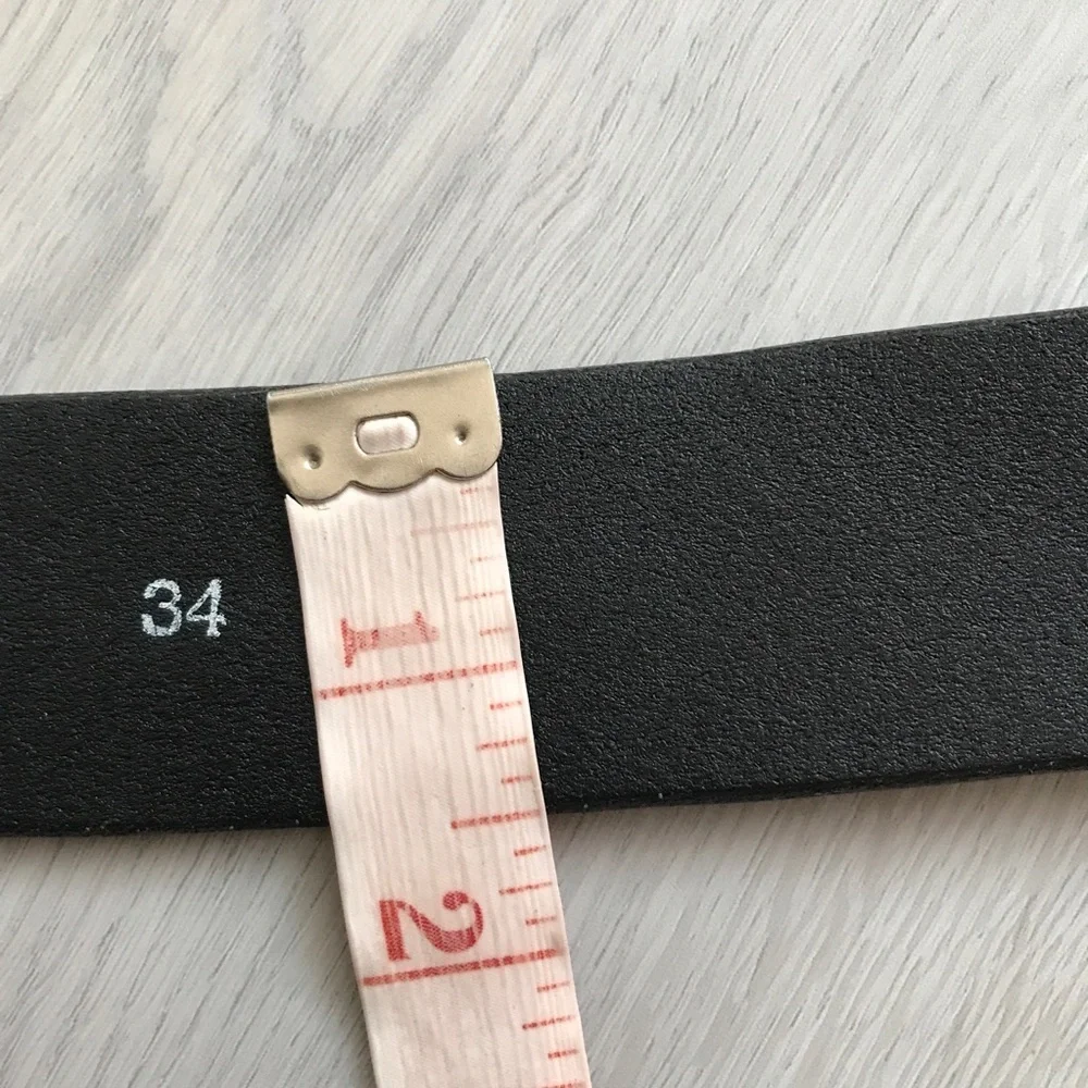 ROOTS BLACK LEATHER CASUAL WIDE BELT MENS 34
